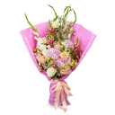 kytice hortenzií, růží a gladiol